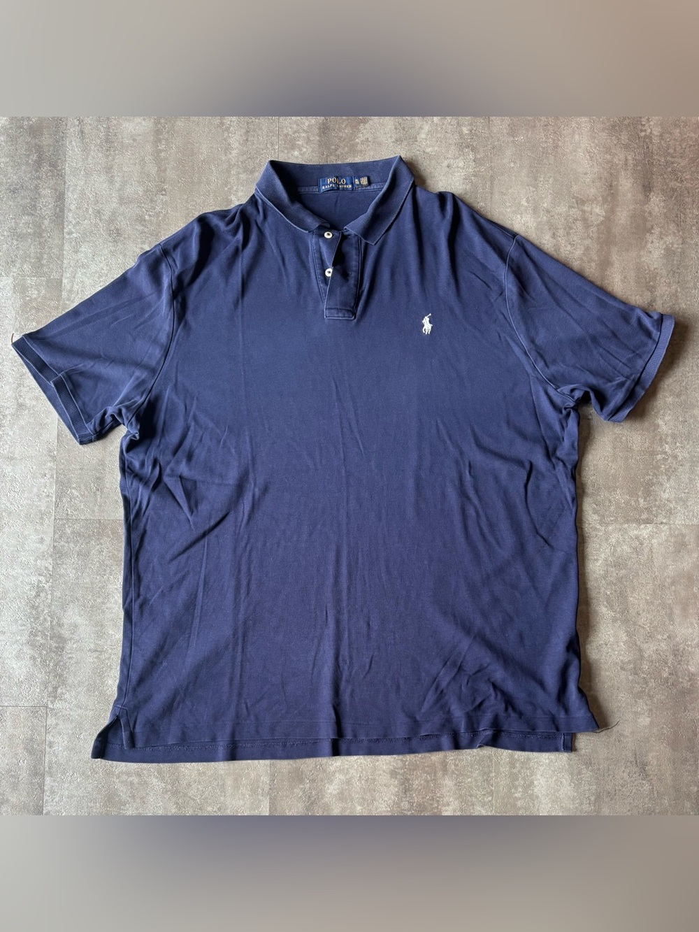 Polo Ralph Lauren Cotton Polo Shirt Mens XL Navy Blue White Pony